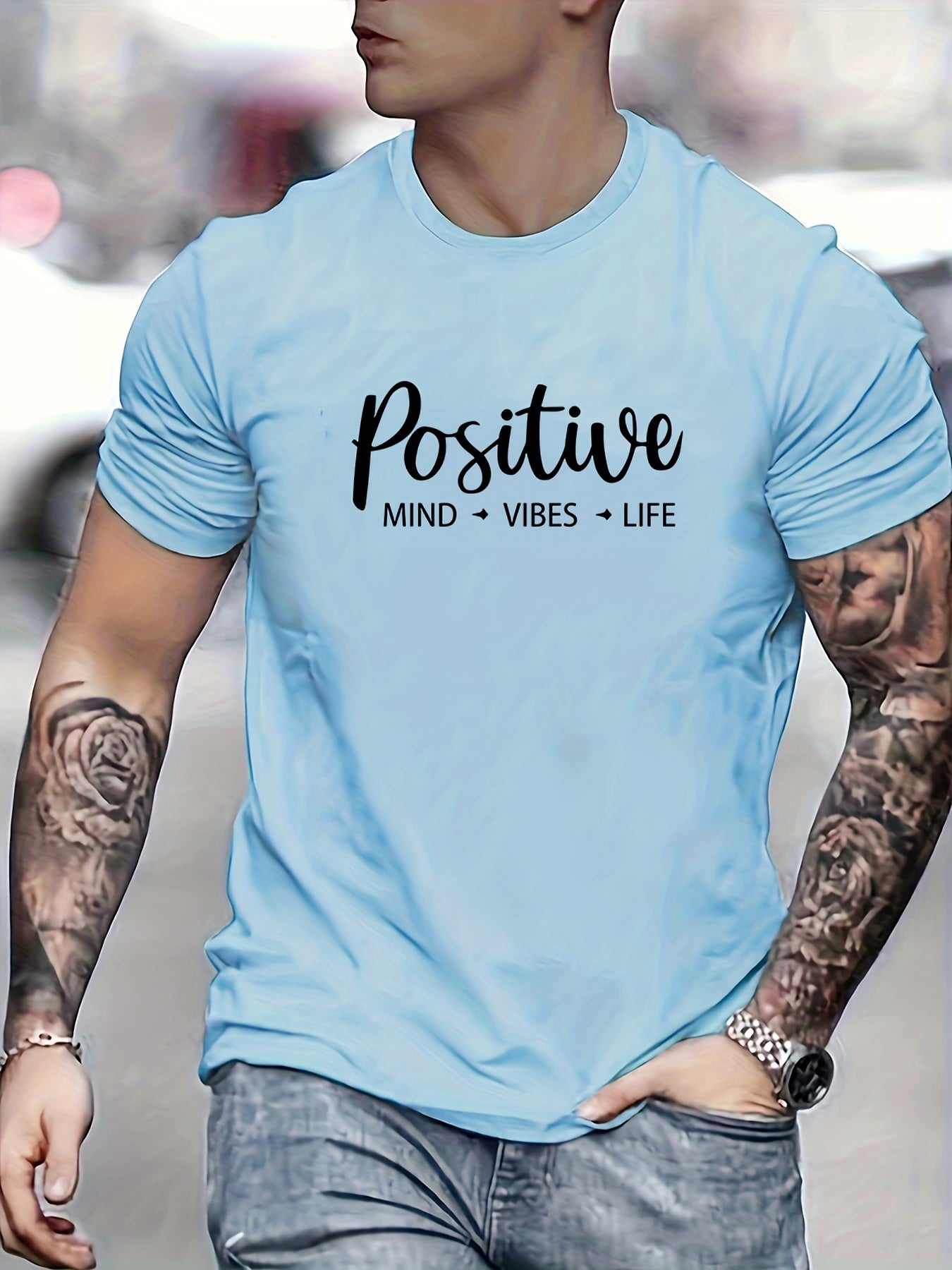 "Positive" Graphic Print Casual Tee - Men's