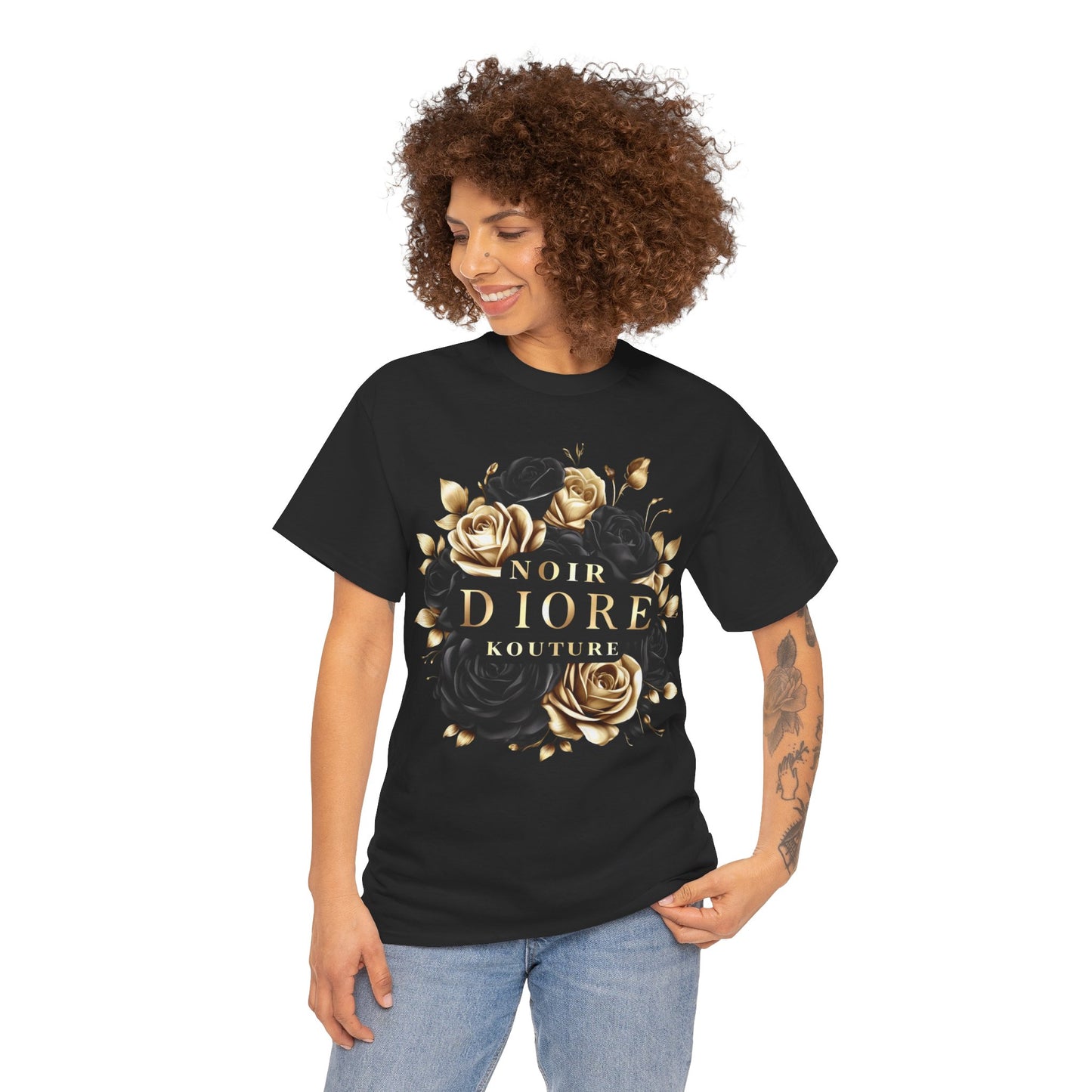 Noir Diore Kouture - Black & Gold Rose Tee