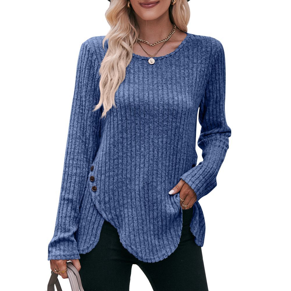 Women's Sunken Stripe Brushed Casual Fashion Top