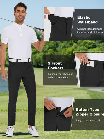 Men's Casual Golf Pants - Long, Regular Fit, Breathable