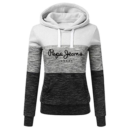 Women's 3-Stripe Stitching Printed Hooded Sweater -Slim Fit