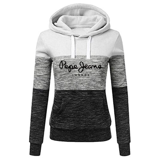 Women's 3-Stripe Stitching Printed Hooded Sweater -Slim Fit