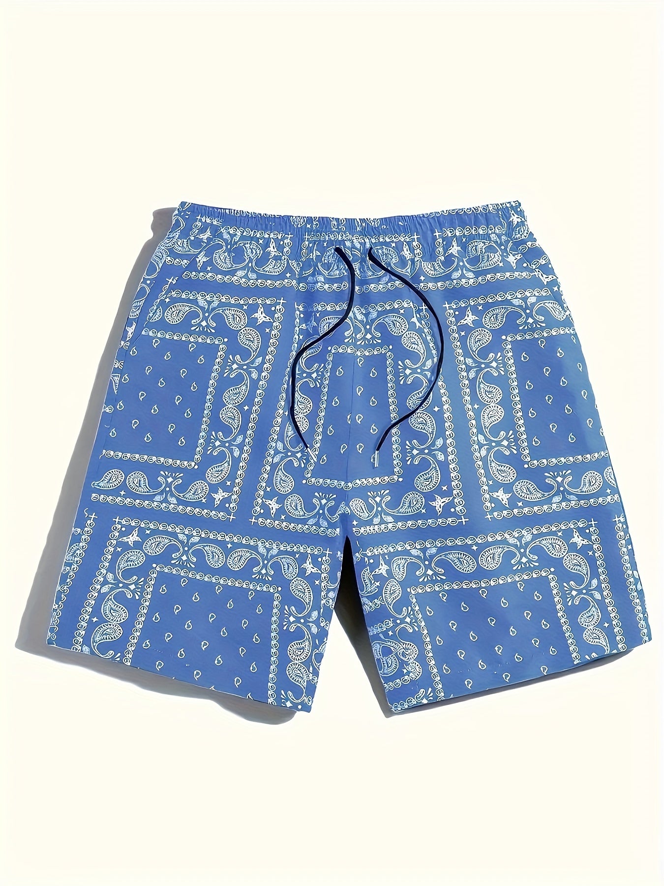 Men's Paisley Pattern Drawstring Beach Shorts - Lightweight