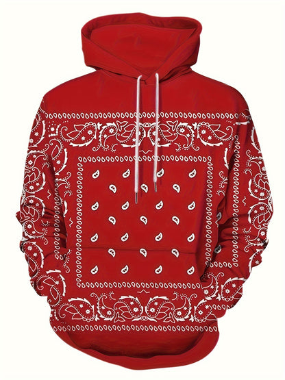 Retro Bandana Print Pullover Hoodie