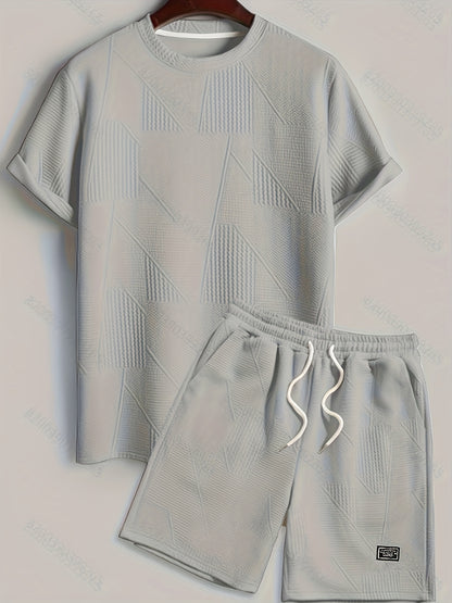 Men's Casual Fashion, Comfy Tee & Drawstring Shorts Set