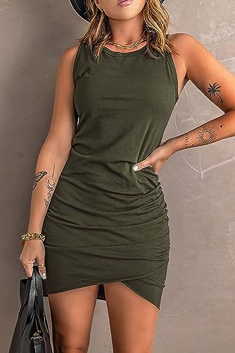 *NEW ARRIVAL* Sleeveless Tank Dress, Crew Neck Slim Fit (Dark Green)