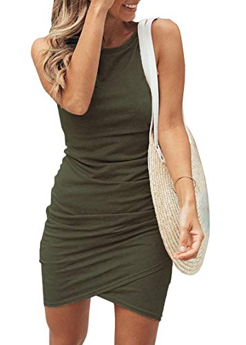 *NEW ARRIVAL* Sleeveless Tank Dress, Crew Neck Slim Fit (Dark Green)