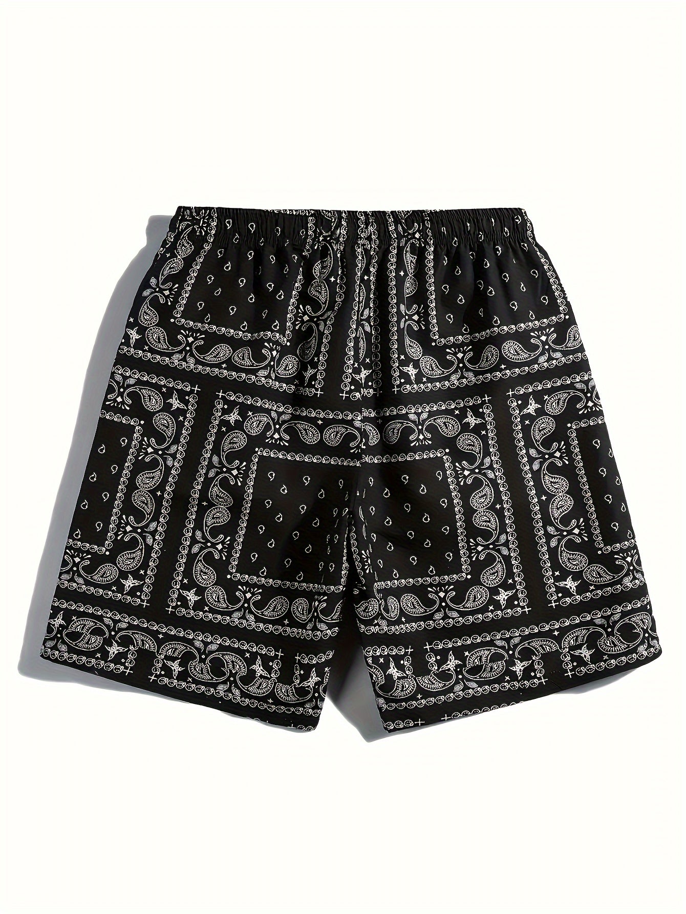 Men's Paisley Pattern Drawstring Beach Shorts - Lightweight