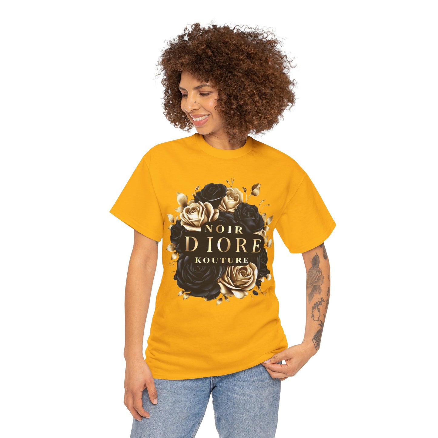 Noir Diore Kouture - Black & Gold Rose Tee