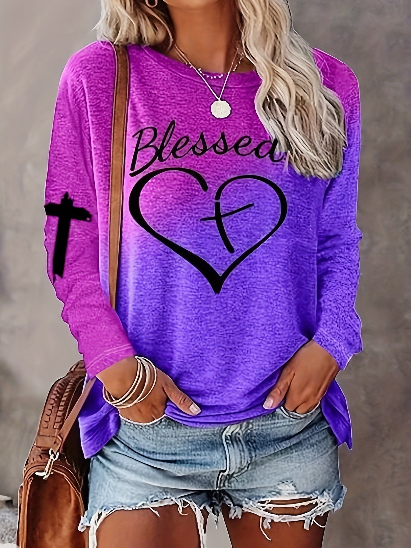 "Blessed" Women's Casual Long Sleeve Top