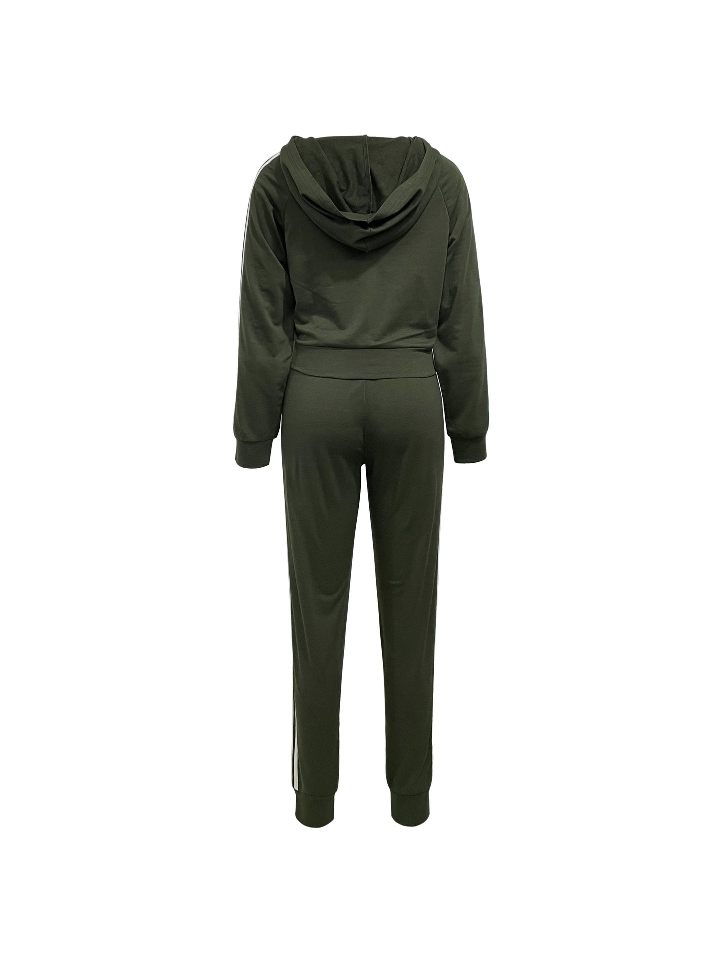 Women's Color Block Two-piece Tracksuit, Casual Zip Up Hoodie & Drawstring Pants