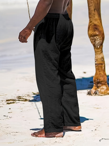 Men's Drawstring Straight Leg Beach Casual Baggy Pants