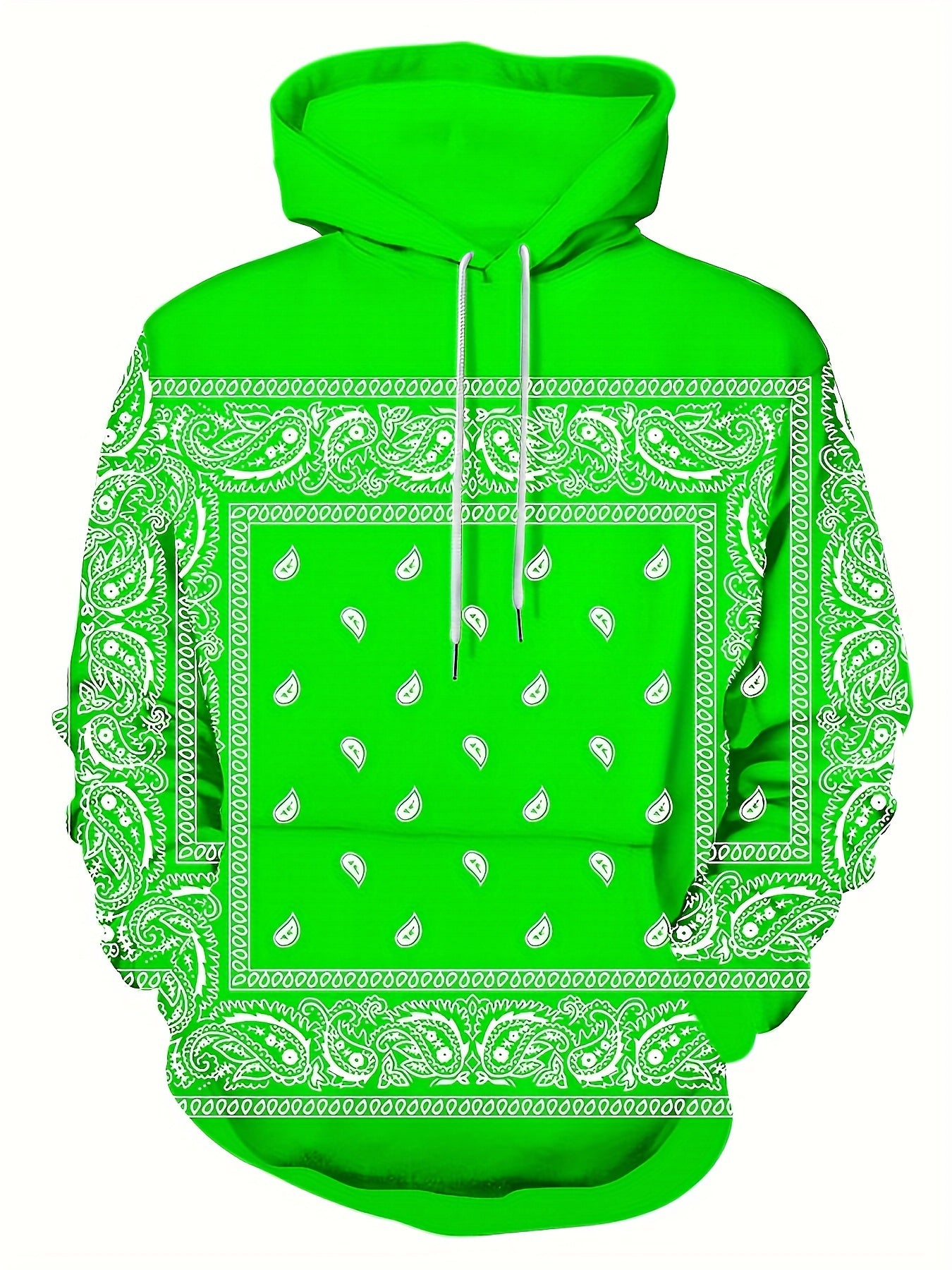 Retro Bandana Print Pullover Hoodie