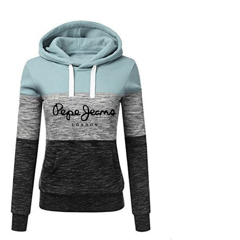 Women's 3-Stripe Stitching Printed Hooded Sweater -Slim Fit