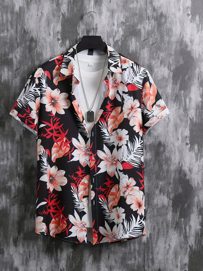 Men's Casual, Hawaiian Fashion Floral Print Set - 2pcs