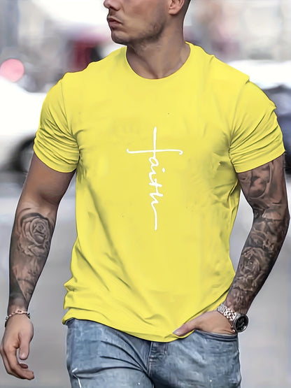 "FAITH", Men's Casual Graphic Tee