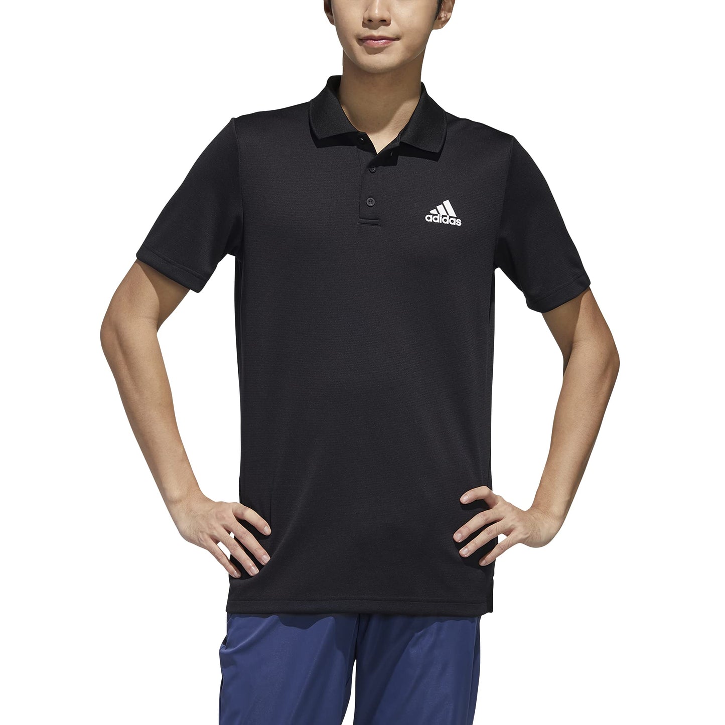 Adidas "Designed 2 Move" 3-stripes Polo Shirt, Black/White