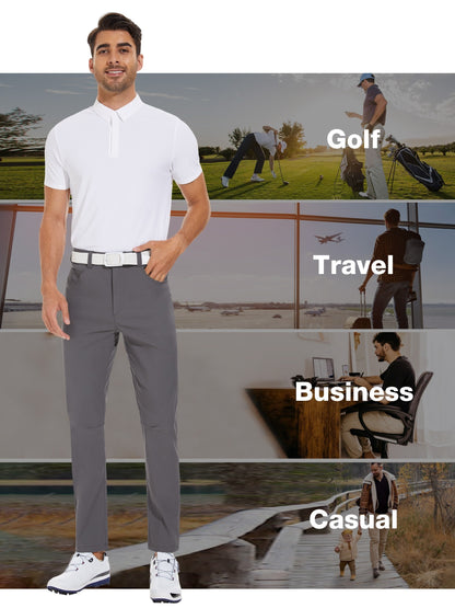 Men's Casual Golf Pants - Long, Regular Fit, Breathable