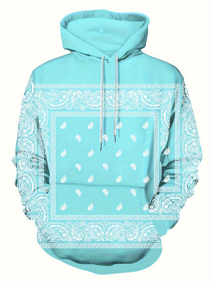 Retro Bandana Print Pullover Hoodie