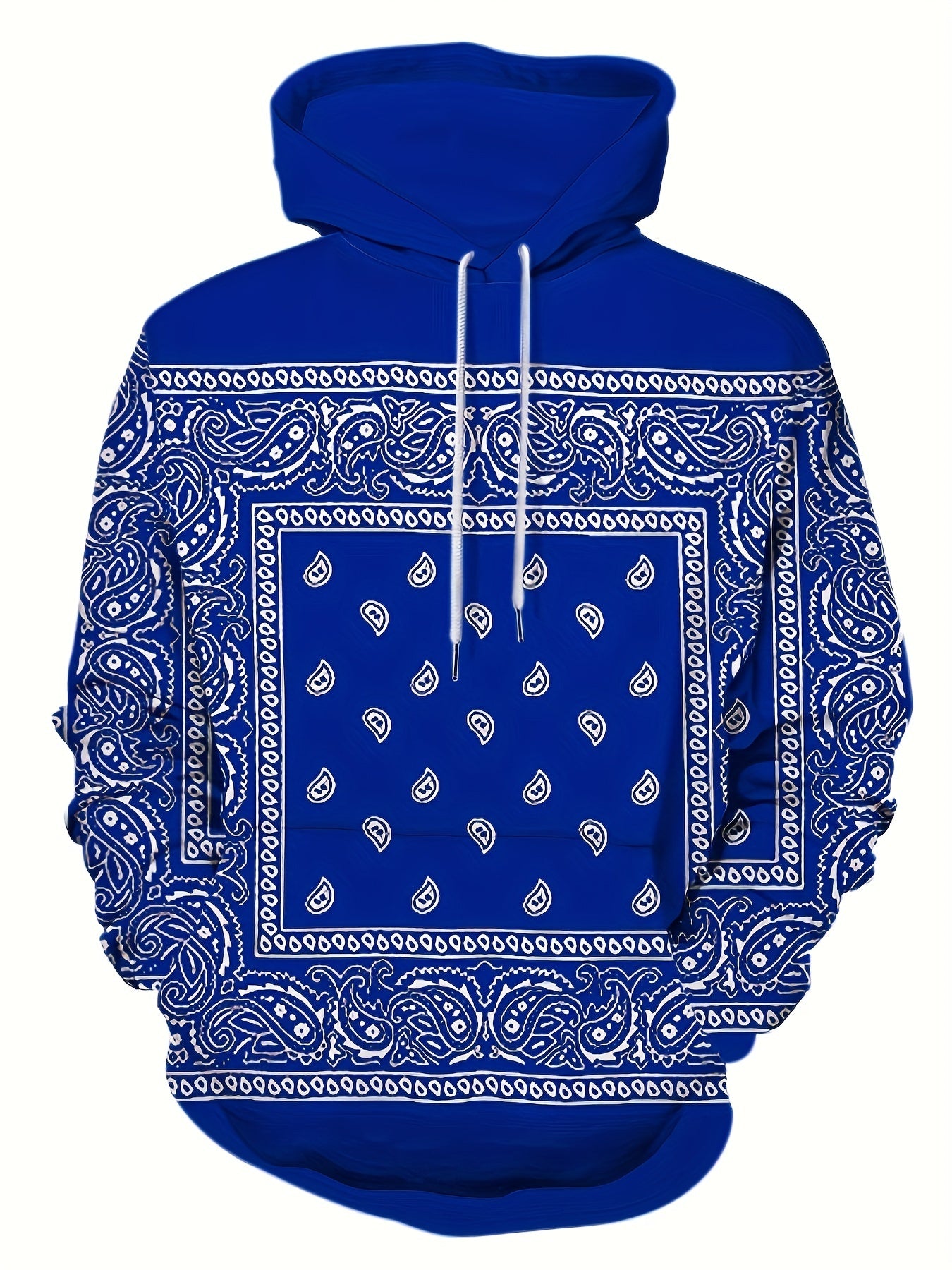 Retro Bandana Print Pullover Hoodie