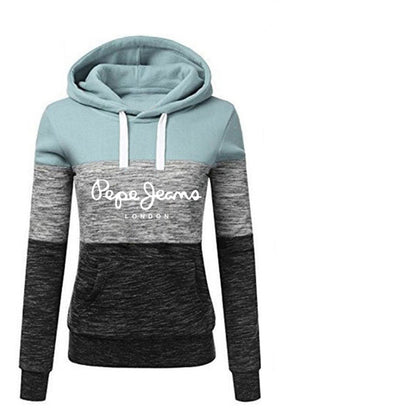 Women's 3-Stripe Stitching Printed Hooded Sweater -Slim Fit