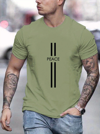 "PEACE" Men's Round Neck, Casual Tee