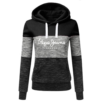 Women's 3-Stripe Stitching Printed Hooded Sweater -Slim Fit