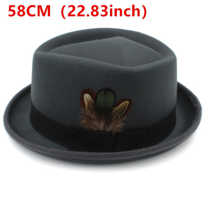 "British Style" Small Jazz Hat with Roll-up Feather