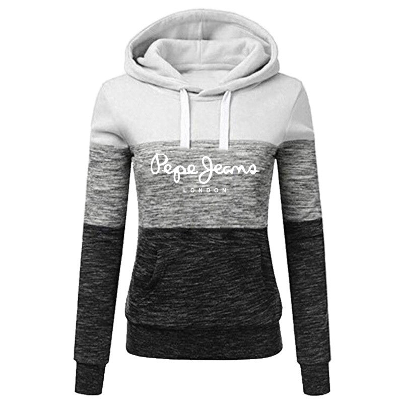 Women's 3-Stripe Stitching Printed Hooded Sweater -Slim Fit