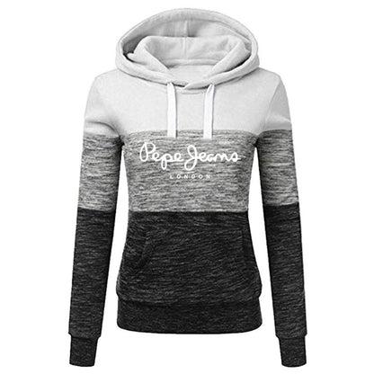 Women's 3-Stripe Stitching Printed Hooded Sweater -Slim Fit