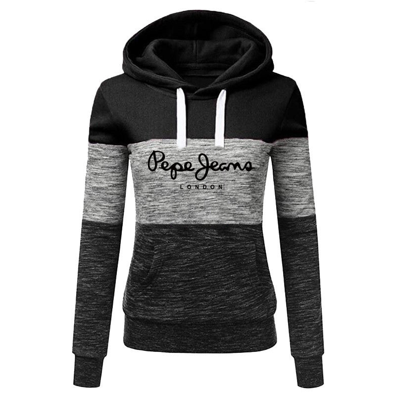 Women's 3-Stripe Stitching Printed Hooded Sweater -Slim Fit