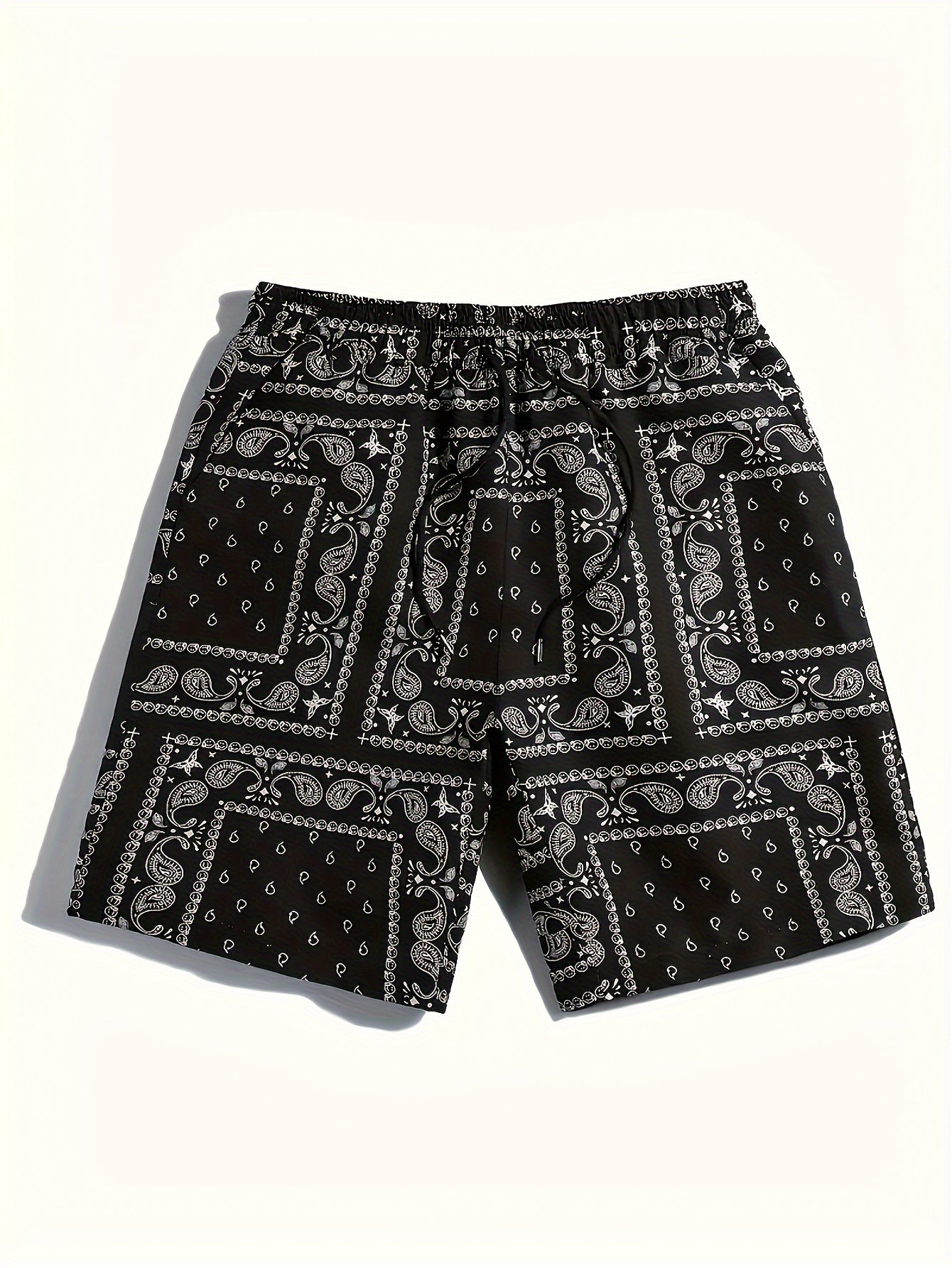 Men's Paisley Pattern Drawstring Beach Shorts - Lightweight