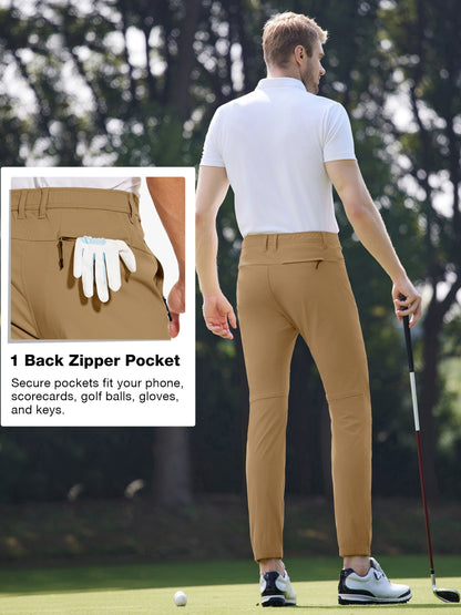 Men's Stretch Golf Jogger Pants with Pockets - Waterproof, Slim Fit