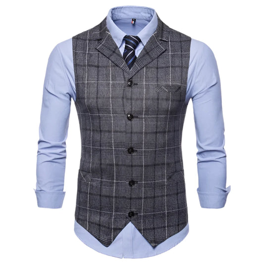 Men's Elegant Business Style Vest - Lattice Fashion (Grey Blue)