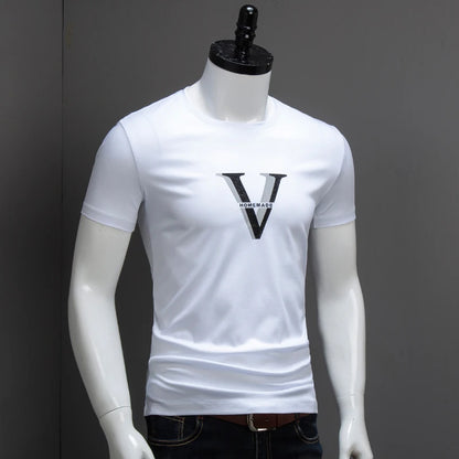 Men's Casual Fashion V-Print Tee