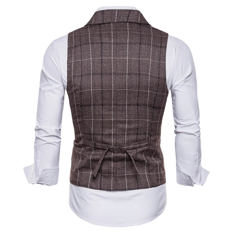 Men's Elegant Business Style Vest - Lattice Fashion (Grey Blue)