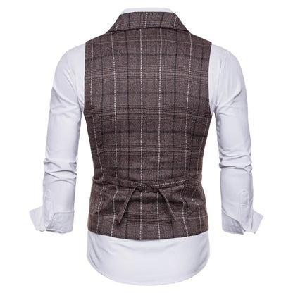 Men's Elegant Business Style Vest - Lattice Fashion (Grey Blue)