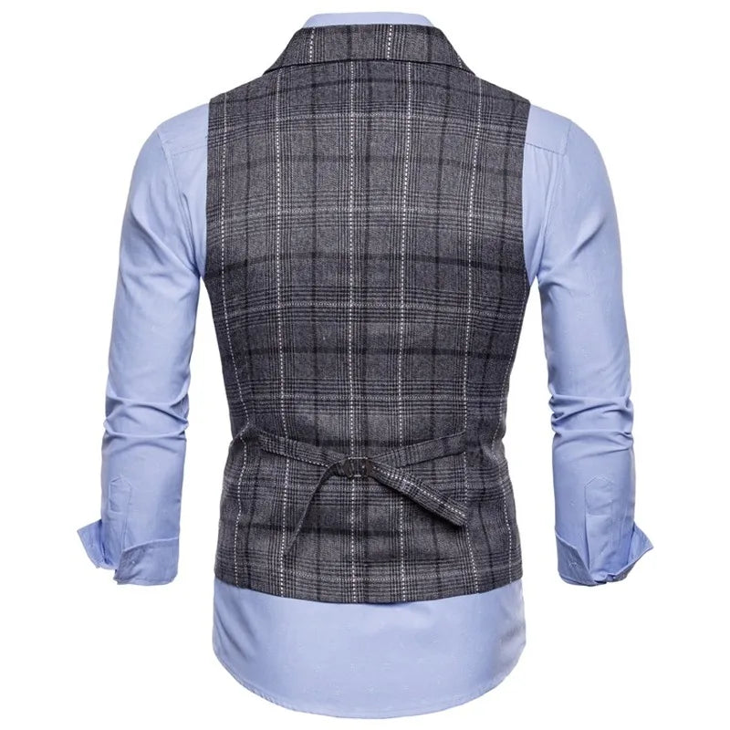 Men's Elegant Business Style Vest - Lattice Fashion (Grey Blue)