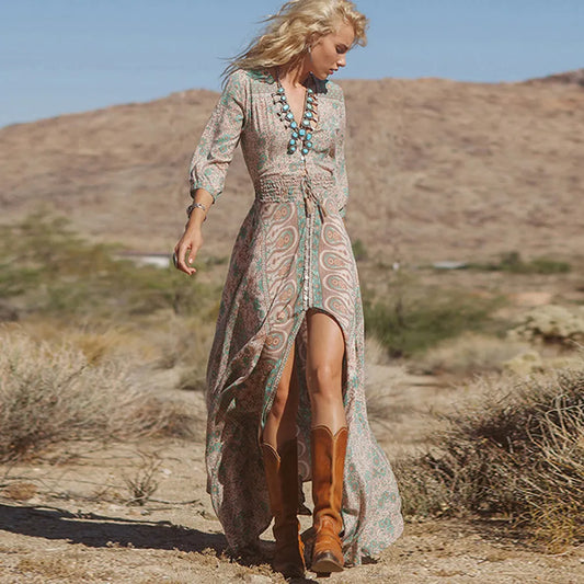 Women's Vintage Boho Maxi Dress