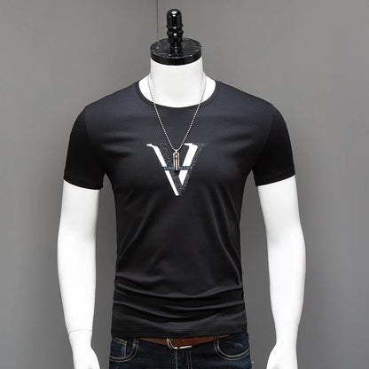 Men's Casual Fashion V-Print Tee