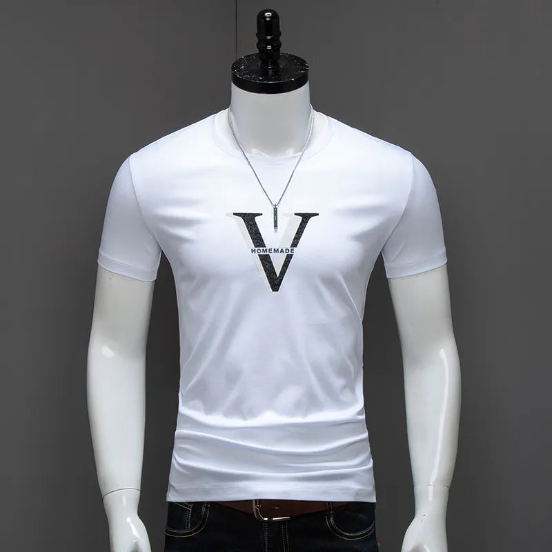 Men's Casual Fashion V-Print Tee