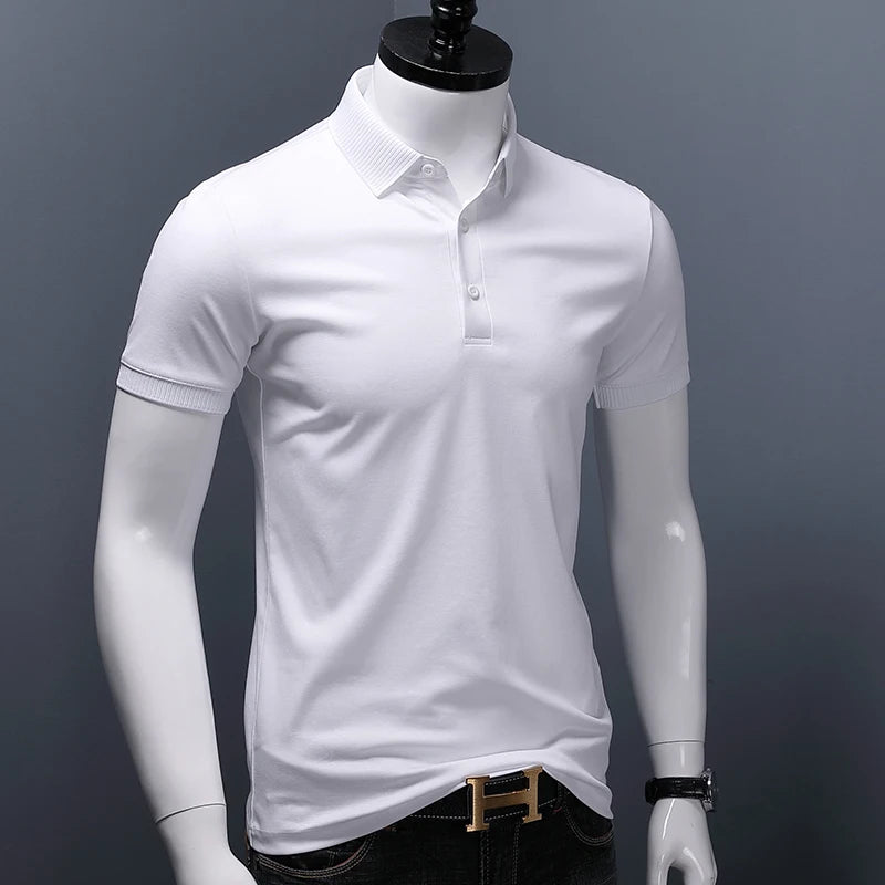 Men's Solid Color Polo - Mercerized Cotton