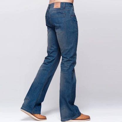 Men's Classic Boot Cut, Stretch Denim Jeans - Deep Blue