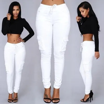 "Elegant Elastic" Drawstring Long Skinny Pencil Pants