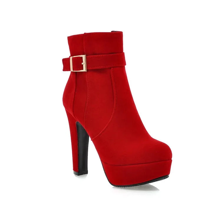 Round Toe Buckle Boots for Women