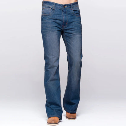 Men's Classic Boot Cut, Stretch Denim Jeans - Deep Blue