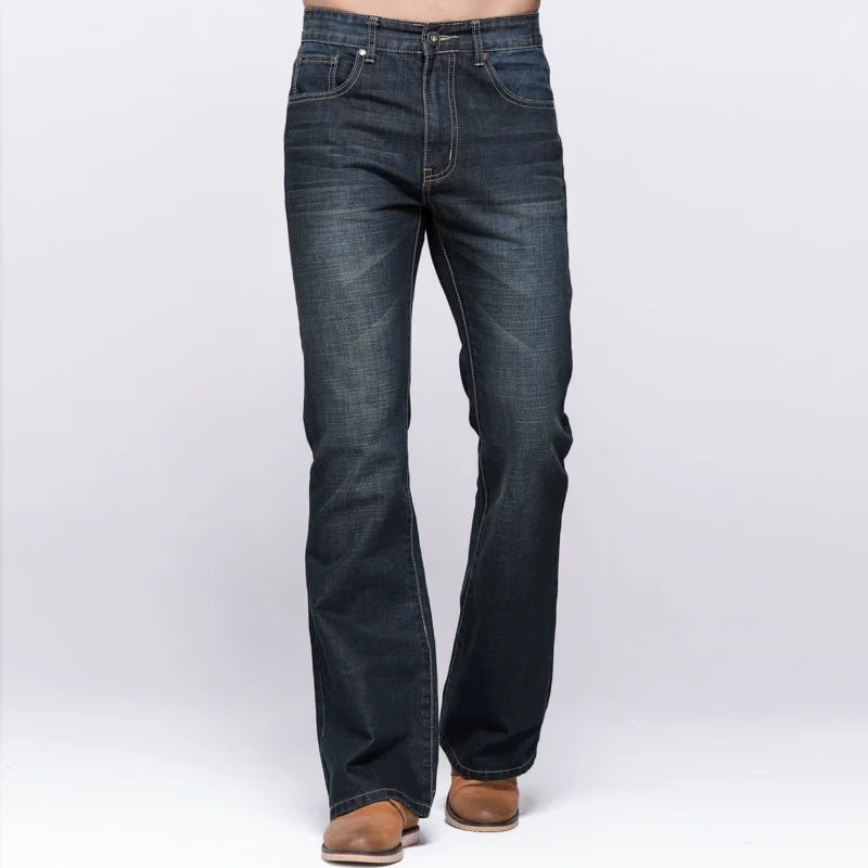 Men's Classic Boot Cut, Stretch Denim Jeans - Deep Blue