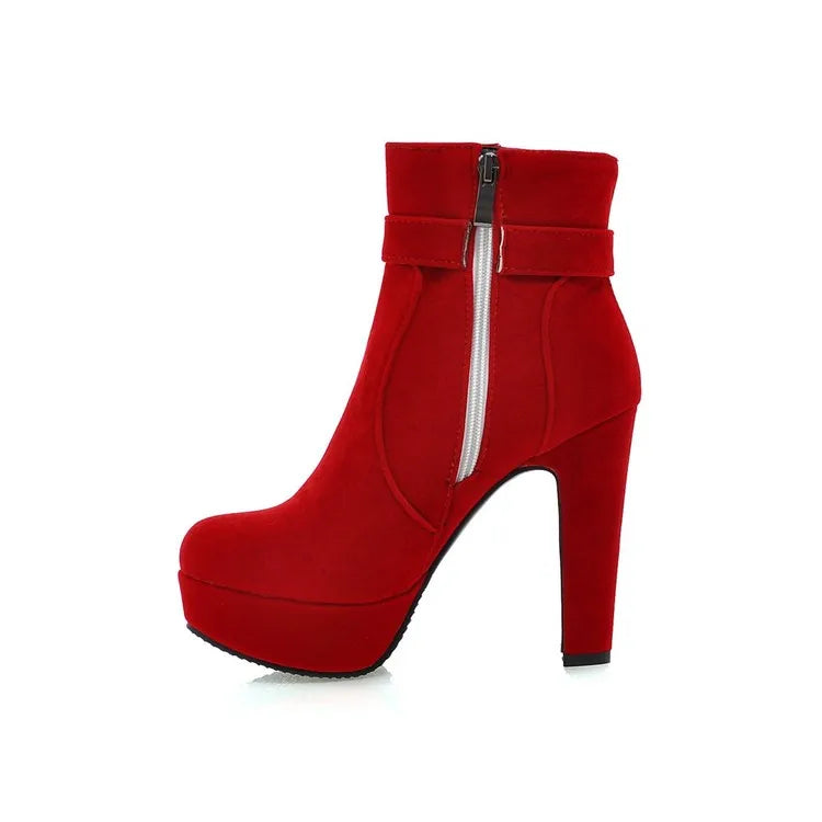 Round Toe Buckle Boots for Women