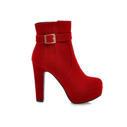 Round Toe Buckle Boots for Women