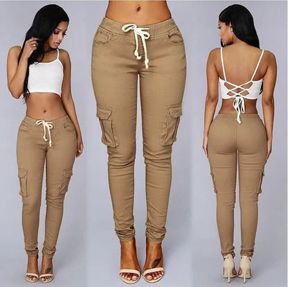 "Elegant Elastic" Drawstring Long Skinny Pencil Pants